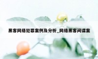 黑客网络犯罪案例及分析_网络黑客间谍案