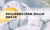 安卓app渗透测试工具在哪_安卓app渗透测试工具