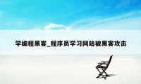 学编程黑客_程序员学习网站被黑客攻击