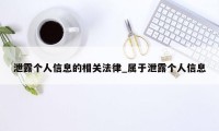 泄露个人信息的相关法律_属于泄露个人信息