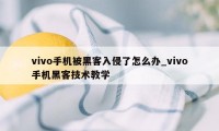 vivo手机被黑客入侵了怎么办_vivo手机黑客技术教学