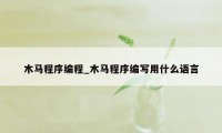 木马程序编程_木马程序编写用什么语言