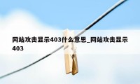 网站攻击显示403什么意思_网站攻击显示403