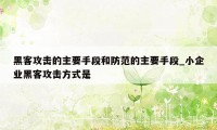 黑客攻击的主要手段和防范的主要手段_小企业黑客攻击方式是