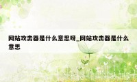 网站攻击器是什么意思呀_网站攻击器是什么意思