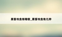 黑客攻击有哪些_黑客攻击有几种