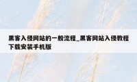 黑客入侵网站的一般流程_黑客网站入侵教程下载安装手机版