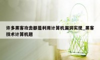 许多黑客攻击都是利用计算机漏洞实现_黑客技术计算机题