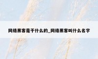 网络黑客是干什么的_网络黑客叫什么名字