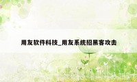 用友软件科技_用友系统招黑客攻击