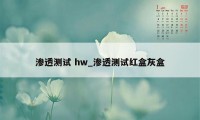 渗透测试 hw_渗透测试红盒灰盒