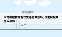 网站数据被黑客攻击还能恢复吗_攻击网站数据库黑客