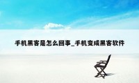 手机黑客是怎么回事_手机变成黑客软件