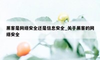 黑客是网络安全还是信息安全_关于黑客的网络安全