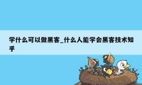 学什么可以做黑客_什么人能学会黑客技术知乎