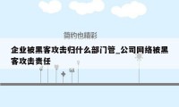 企业被黑客攻击归什么部门管_公司网络被黑客攻击责任