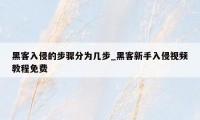 黑客入侵的步骤分为几步_黑客新手入侵视频教程免费