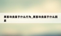 黑客攻击属于什么行为_黑客攻击属于什么因素