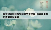 黑客攻击解析视频网站免费观看_黑客攻击解析视频网站免费