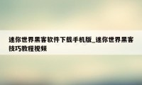 迷你世界黑客软件下载手机版_迷你世界黑客技巧教程视频