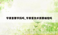 学黑客要学历吗_学黑客技术需要编程吗