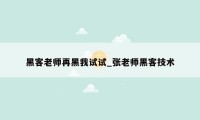 黑客老师再黑我试试_张老师黑客技术