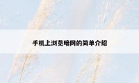 手机上浏览暗网的简单介绍