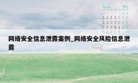 网络安全信息泄露案例_网络安全风险信息泄露